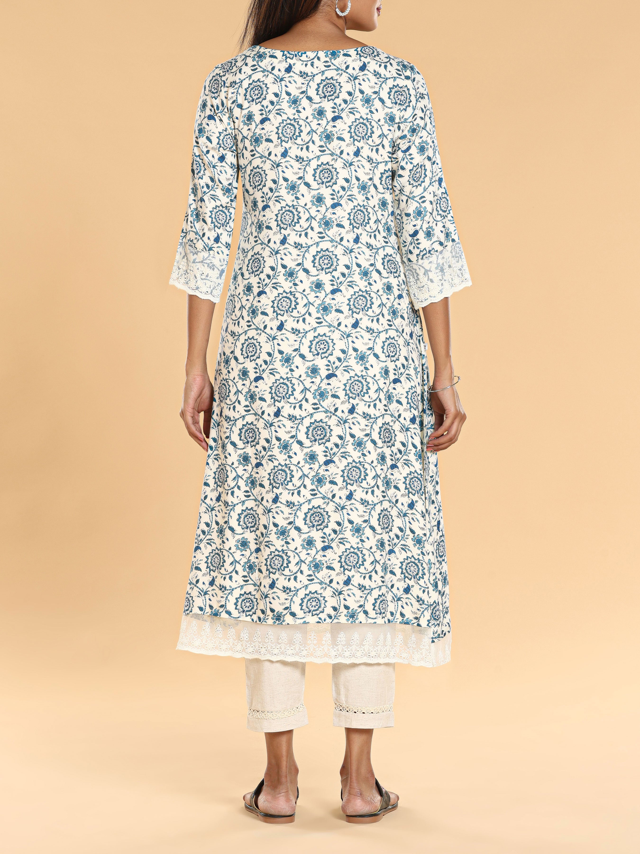 Multi Colour Viscose Twill Kurti With Print