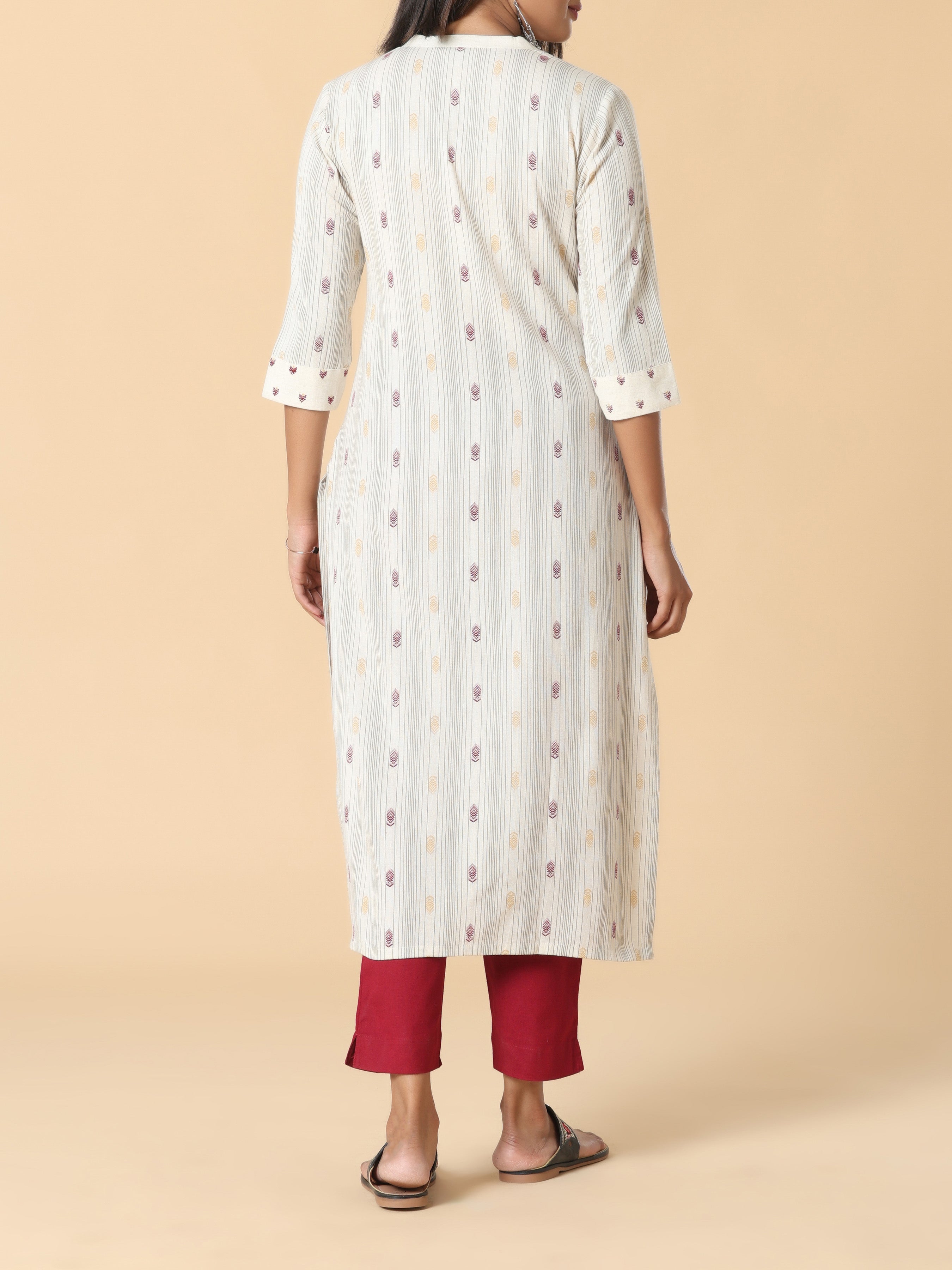 Multi Color Cotton Flax Printed Kurti With Embroidery