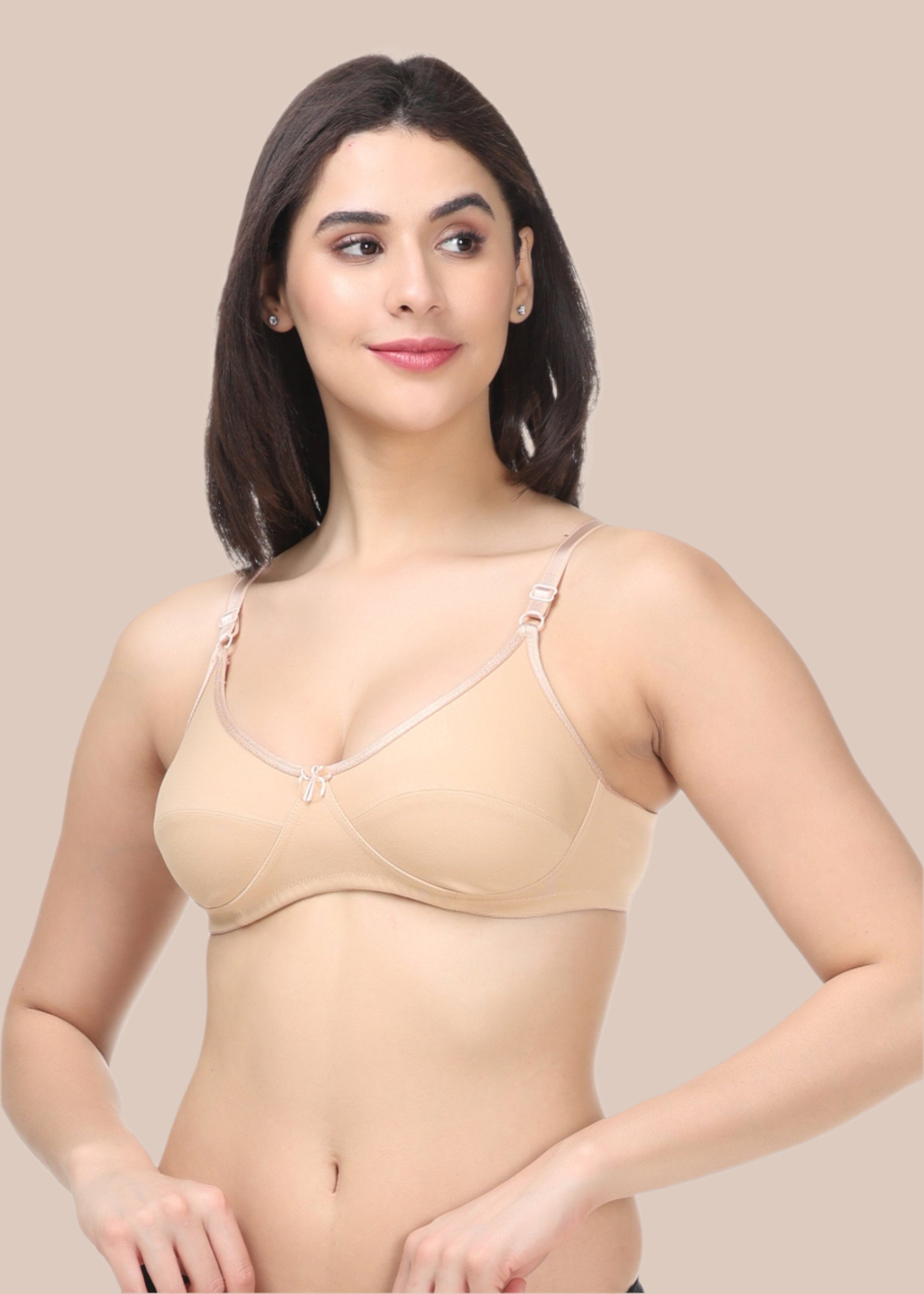 HENA:Double Layered Flat Seamed Cup Bra