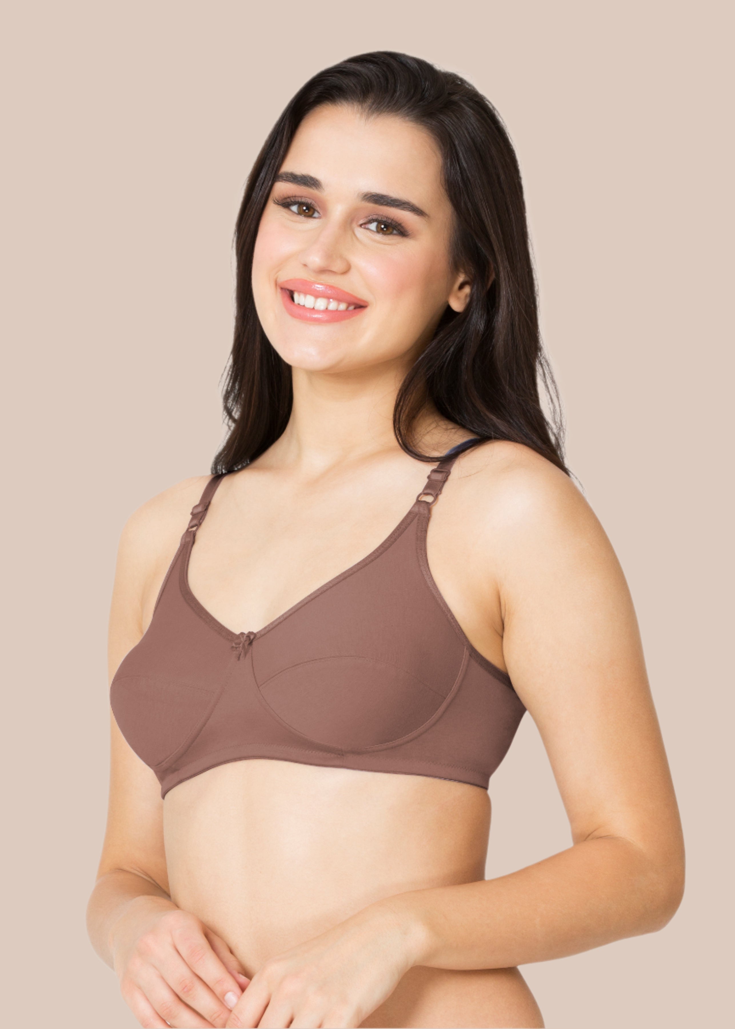 HENA:Double Layered Flat Seamed Cup Bra