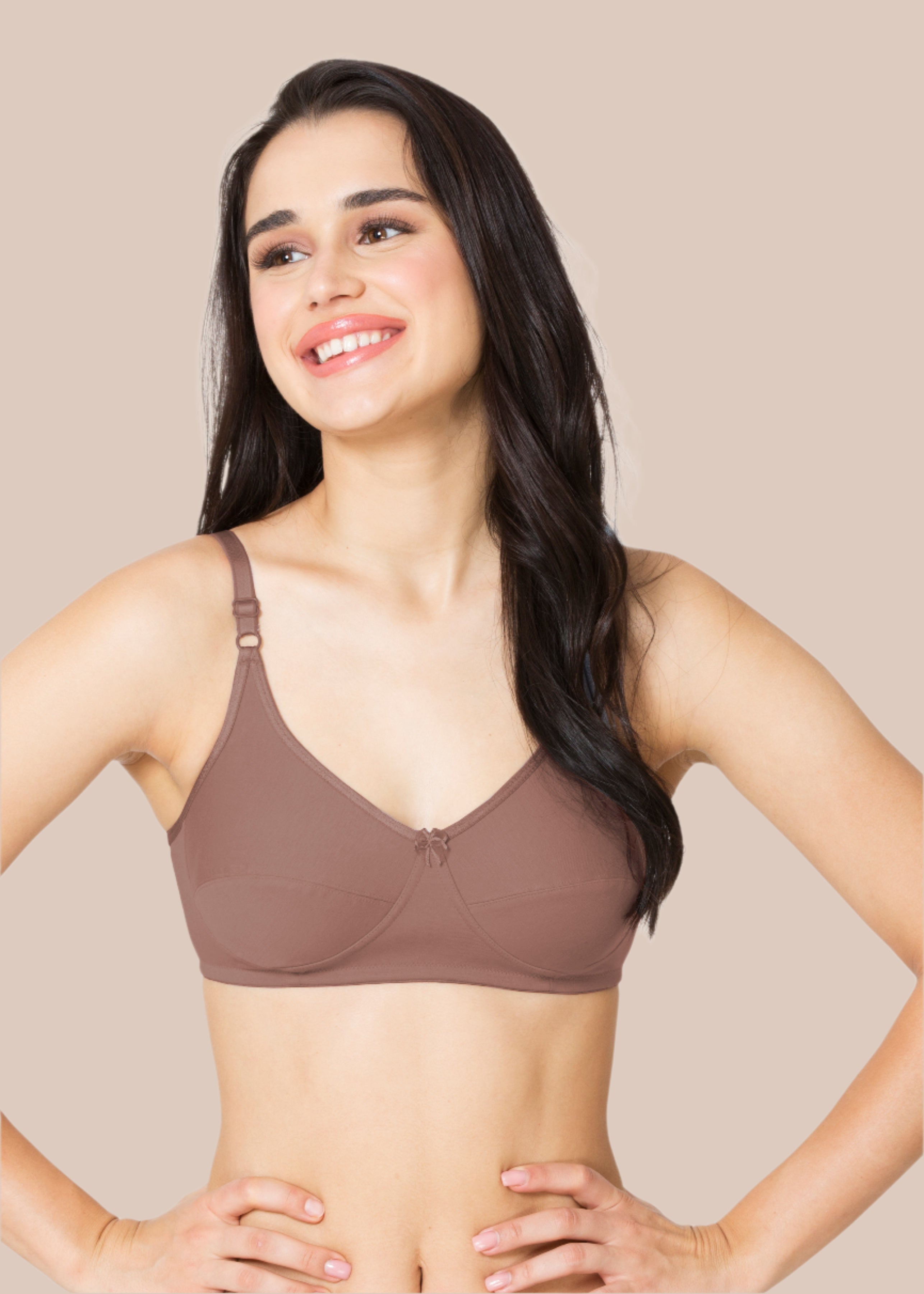 HENA:Double Layered Flat Seamed Cup Bra