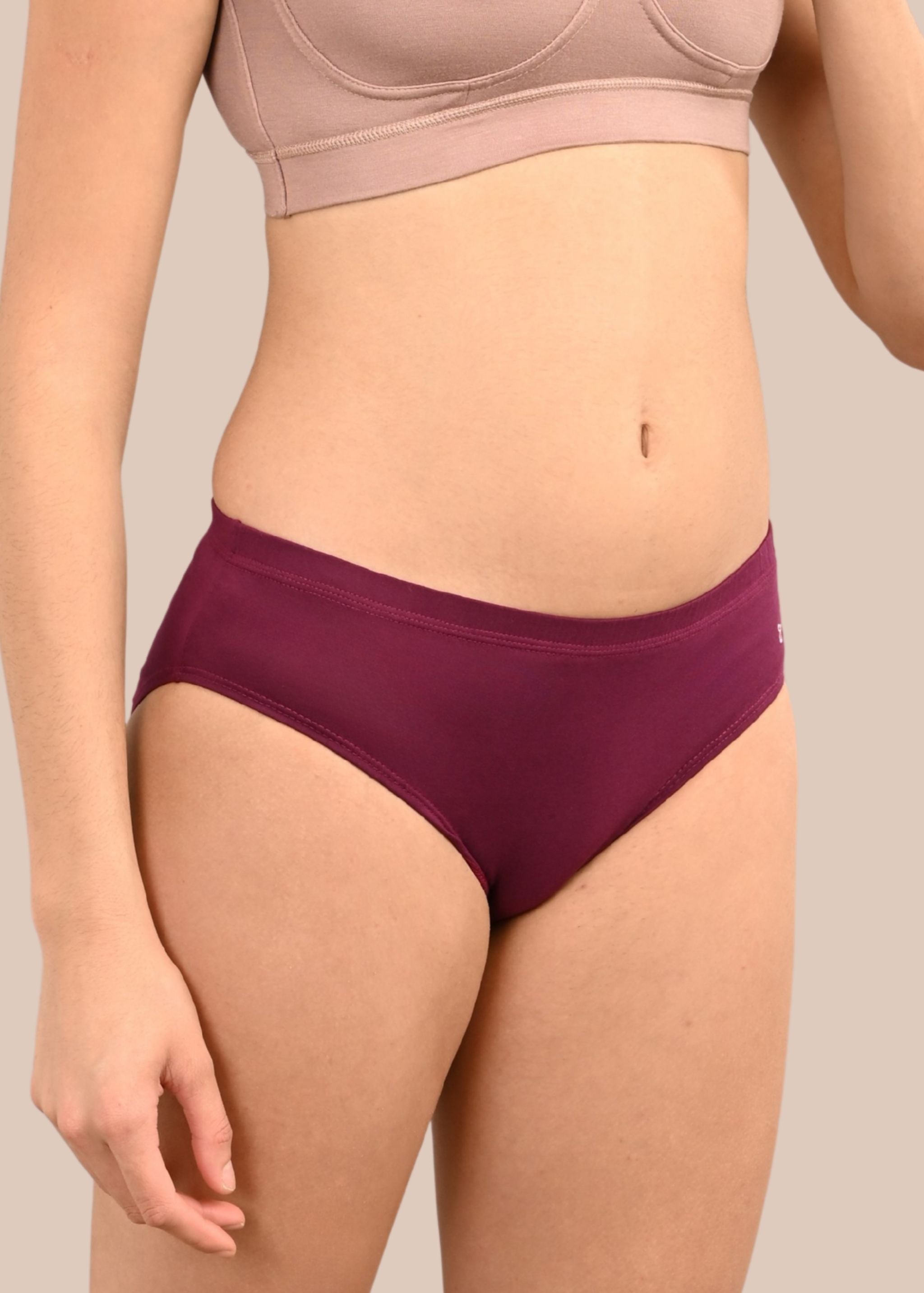 HELEN: Solid Inner Elastic Hipster Panty