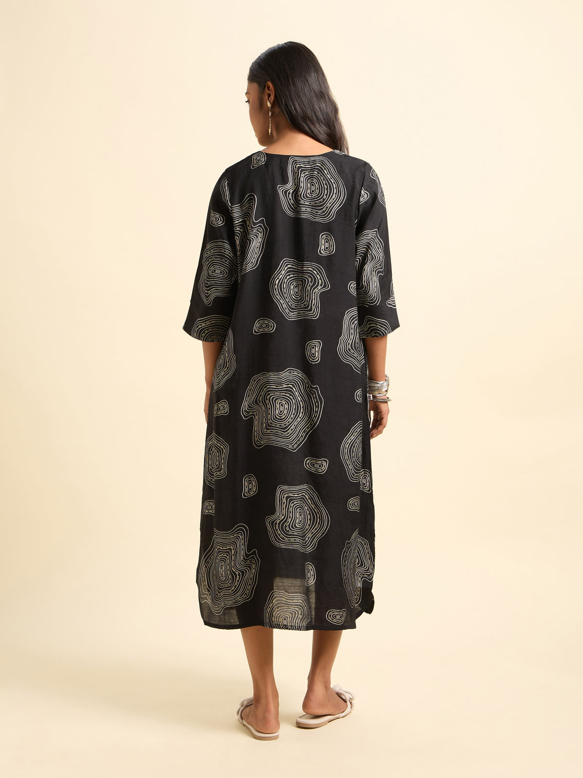 Black Ivory Multicolour Modal Chanderi Printed Flared Relaxed Fit Kurti
