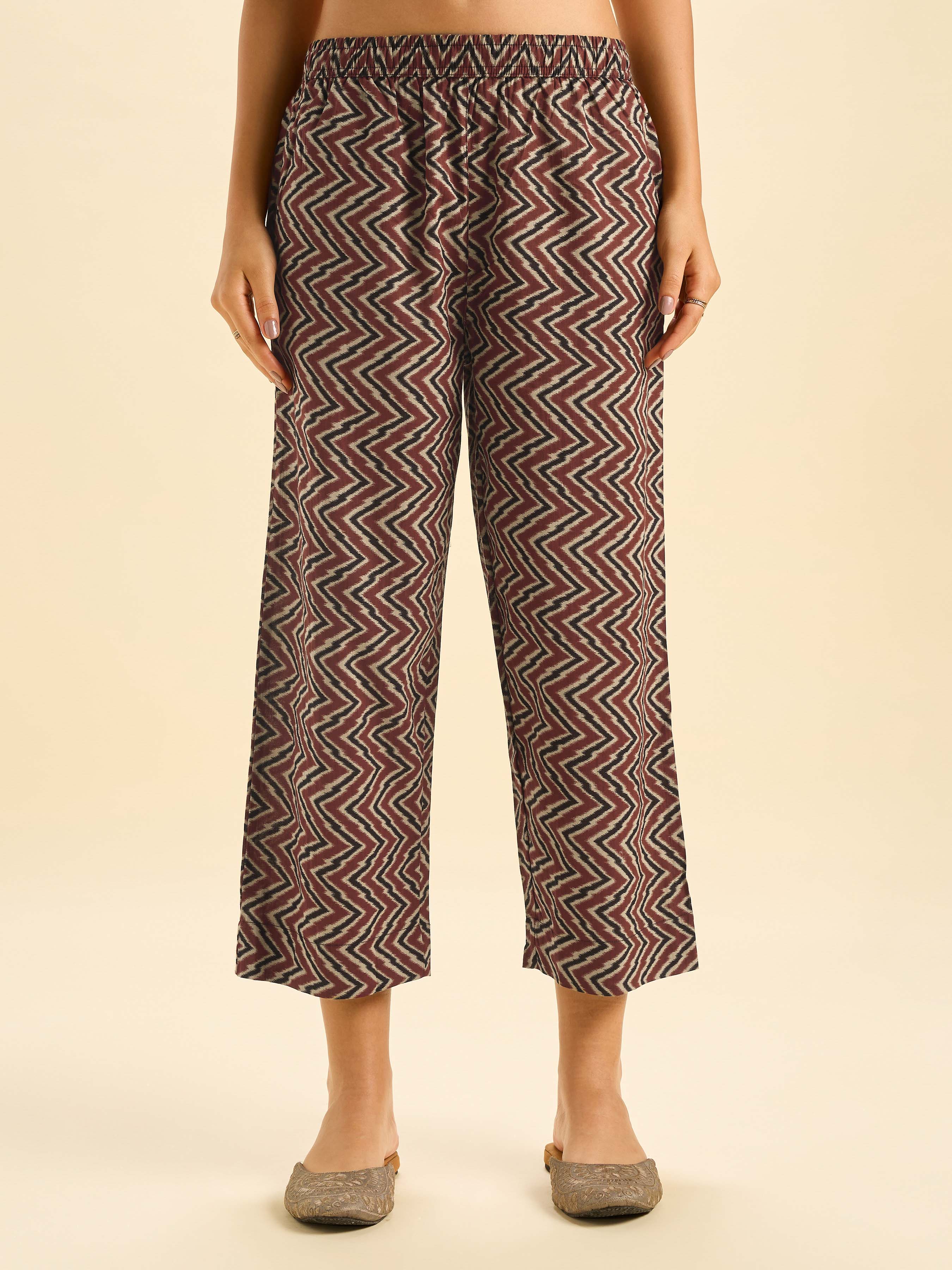 Black Multi Colour Cotton Flax Slitted Kurti Set