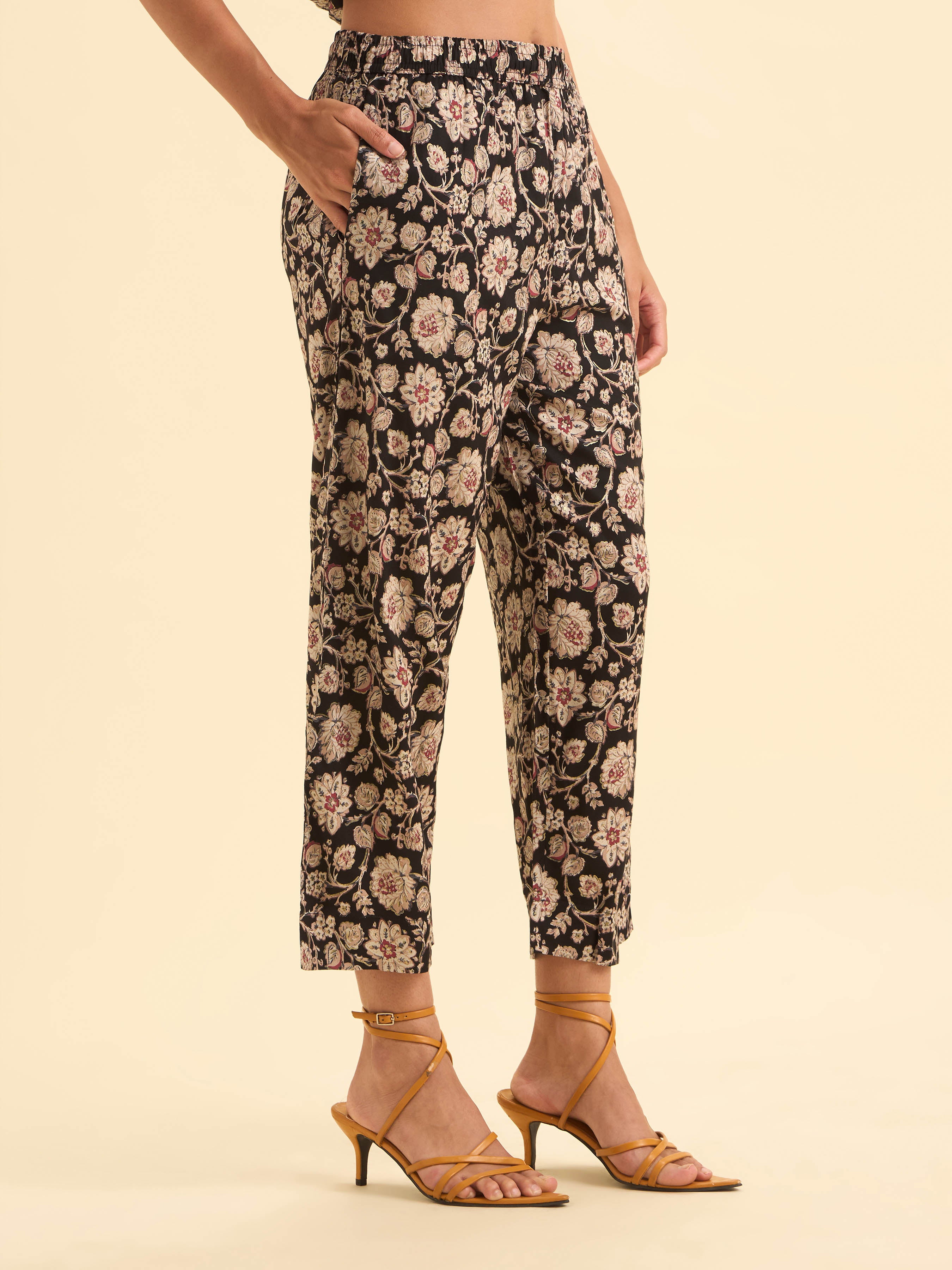 Black Multi Colour Viscose Print Flared Kurti Set With Princesscut And Sequins Work