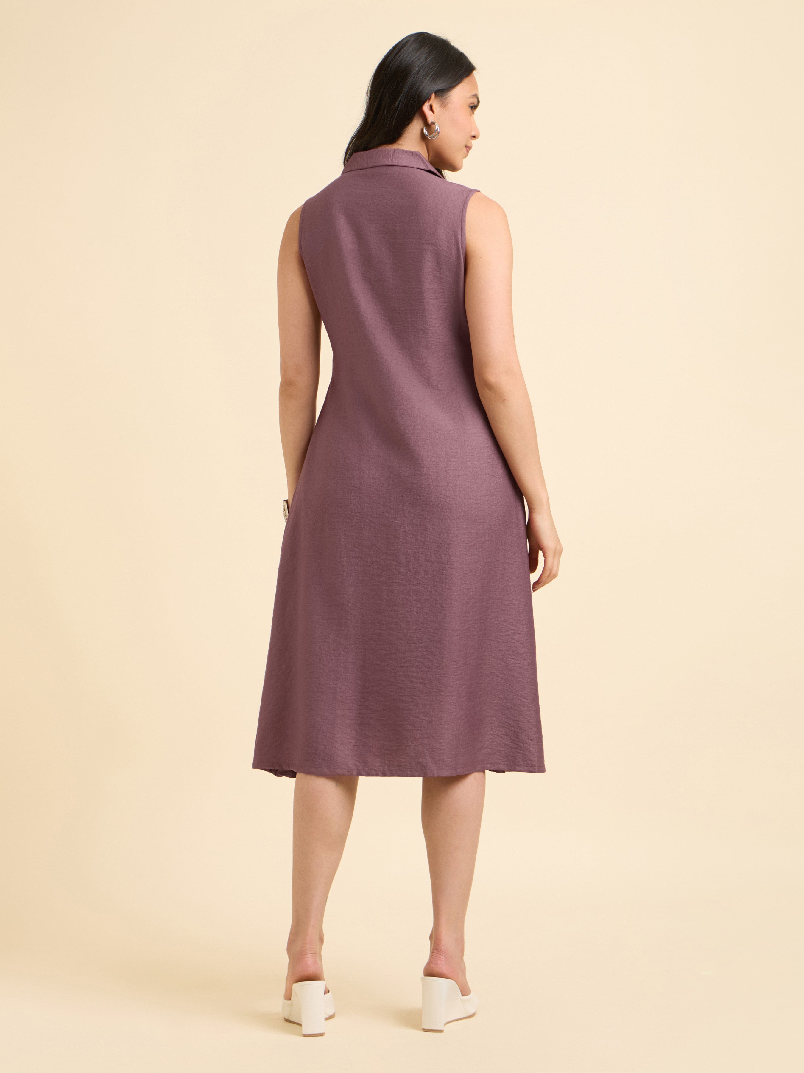 Dusty Purple Poly Viscose Plain Flared Kurti