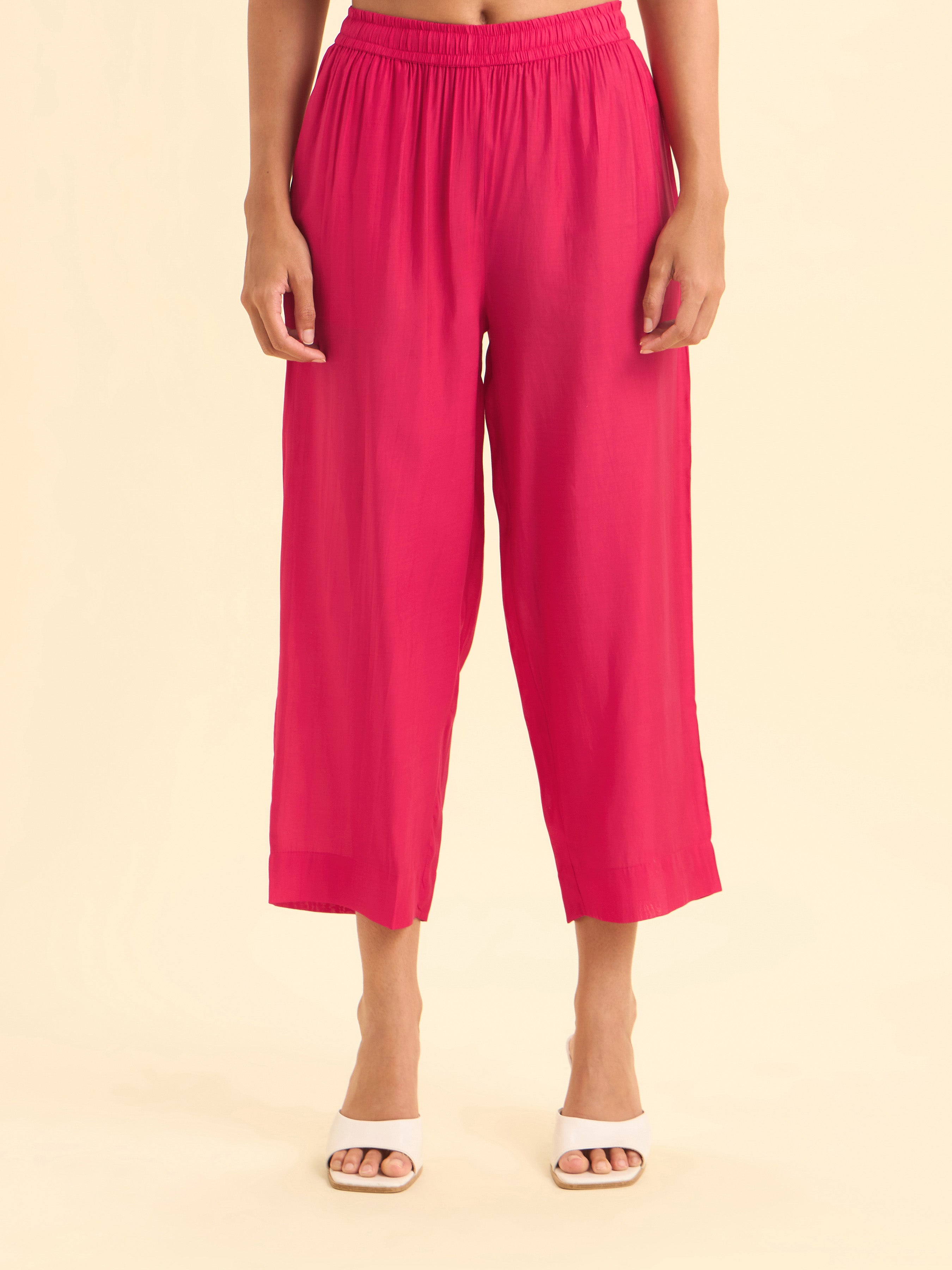 Ivory Multicolour Viscose Blend Slitted Kurti Set With Mirror Work