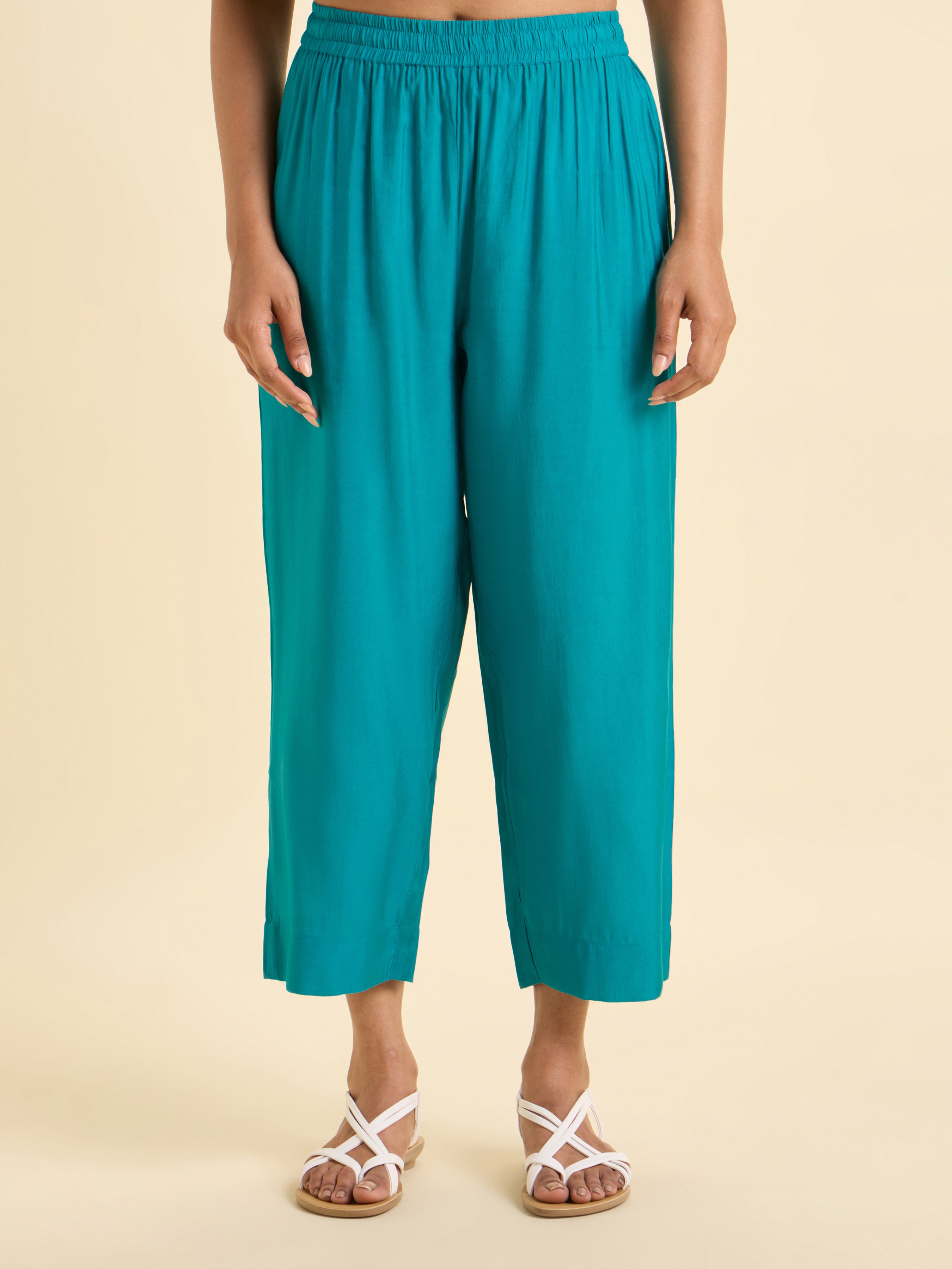 Ivory Multi Colour Viscose Blend Slitted Kurti Set With Embroidery Mirror Work