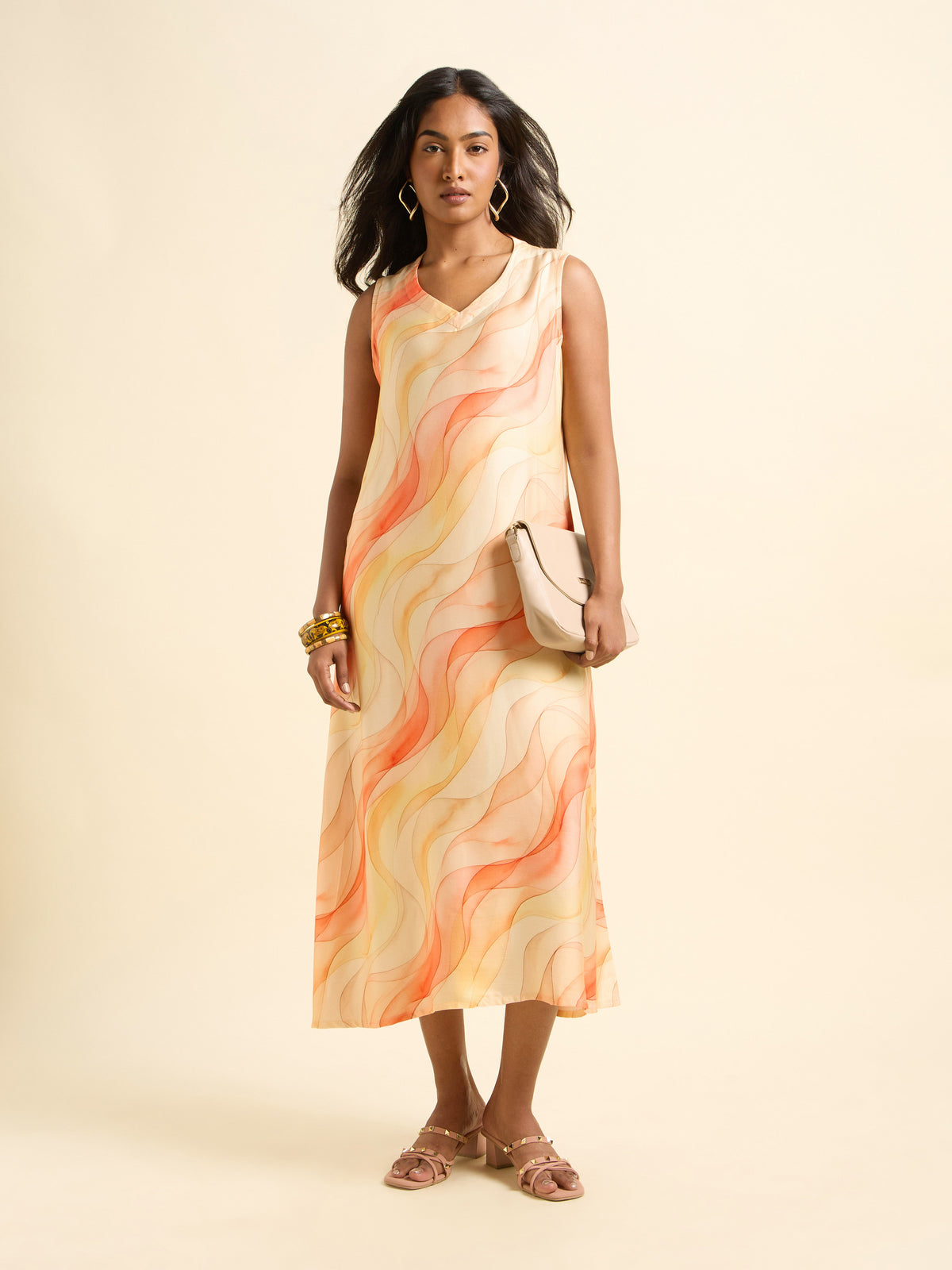 Multi-Colour Modal Satin Printed Flared Kurti
