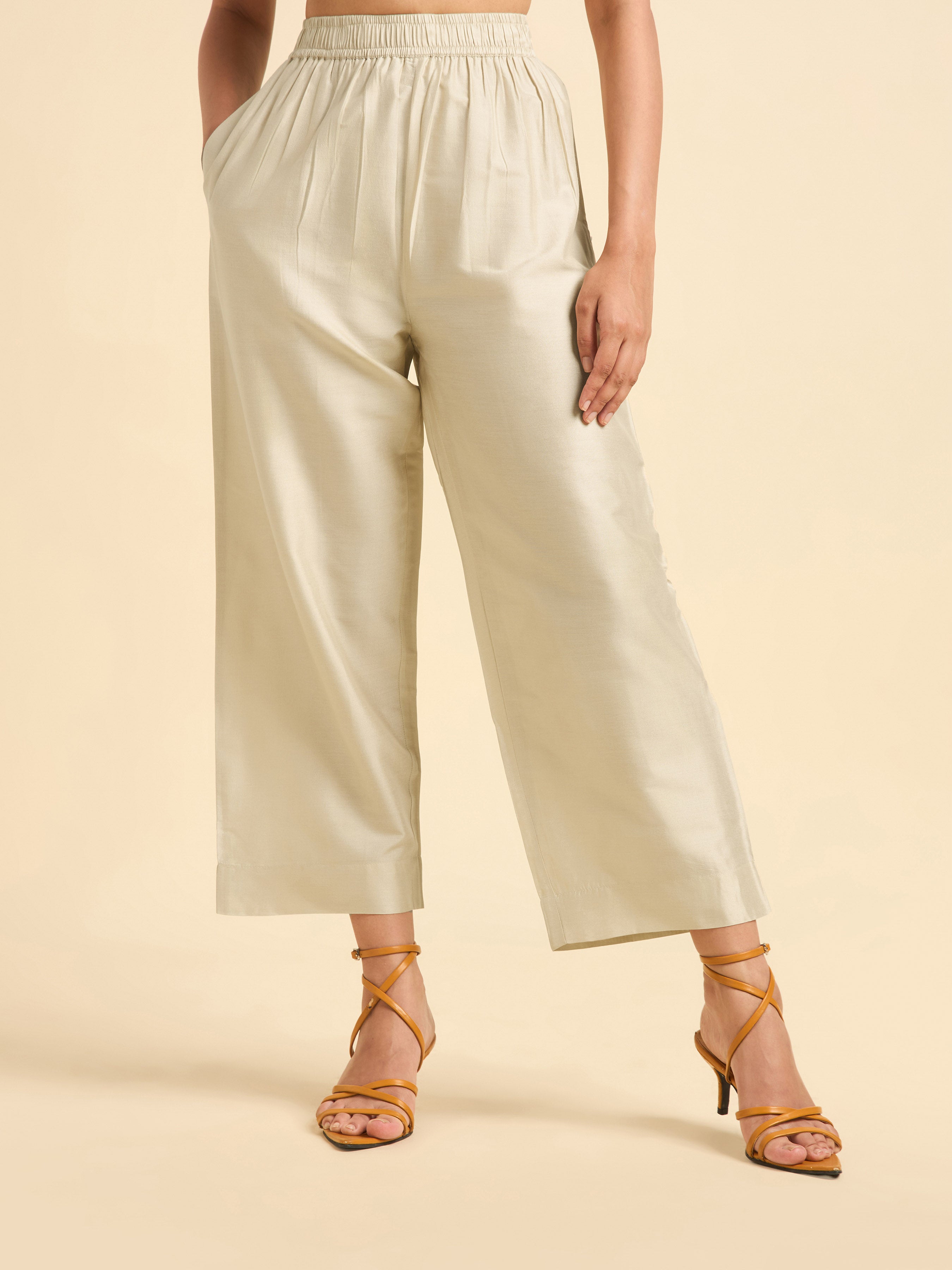 Rust Orange Ivory Colour Modal Chanderi Printed Flared Kurti With Bottom