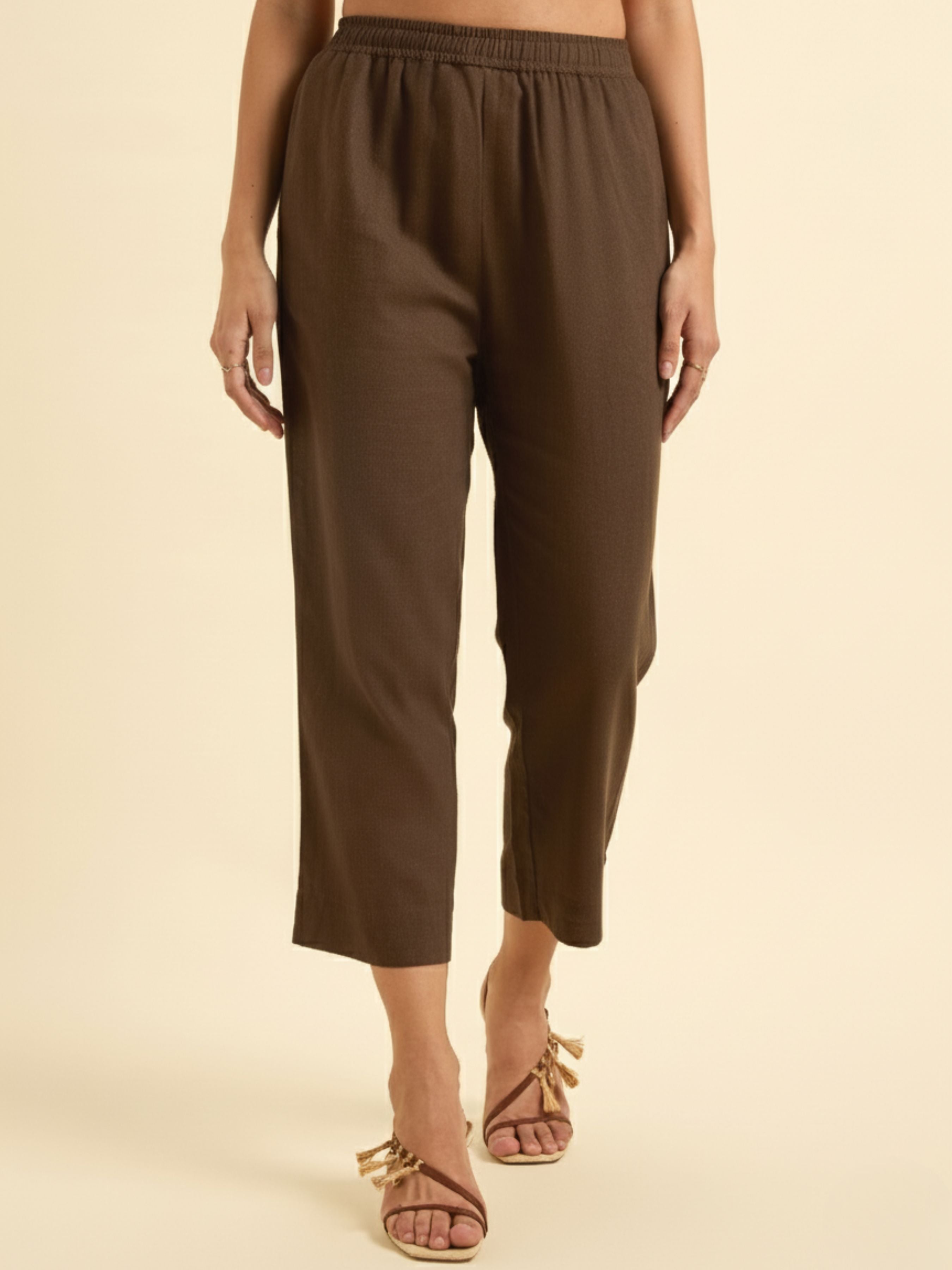 Ivory Colour Viscose Linen Kurti With Placement Print with Bottom