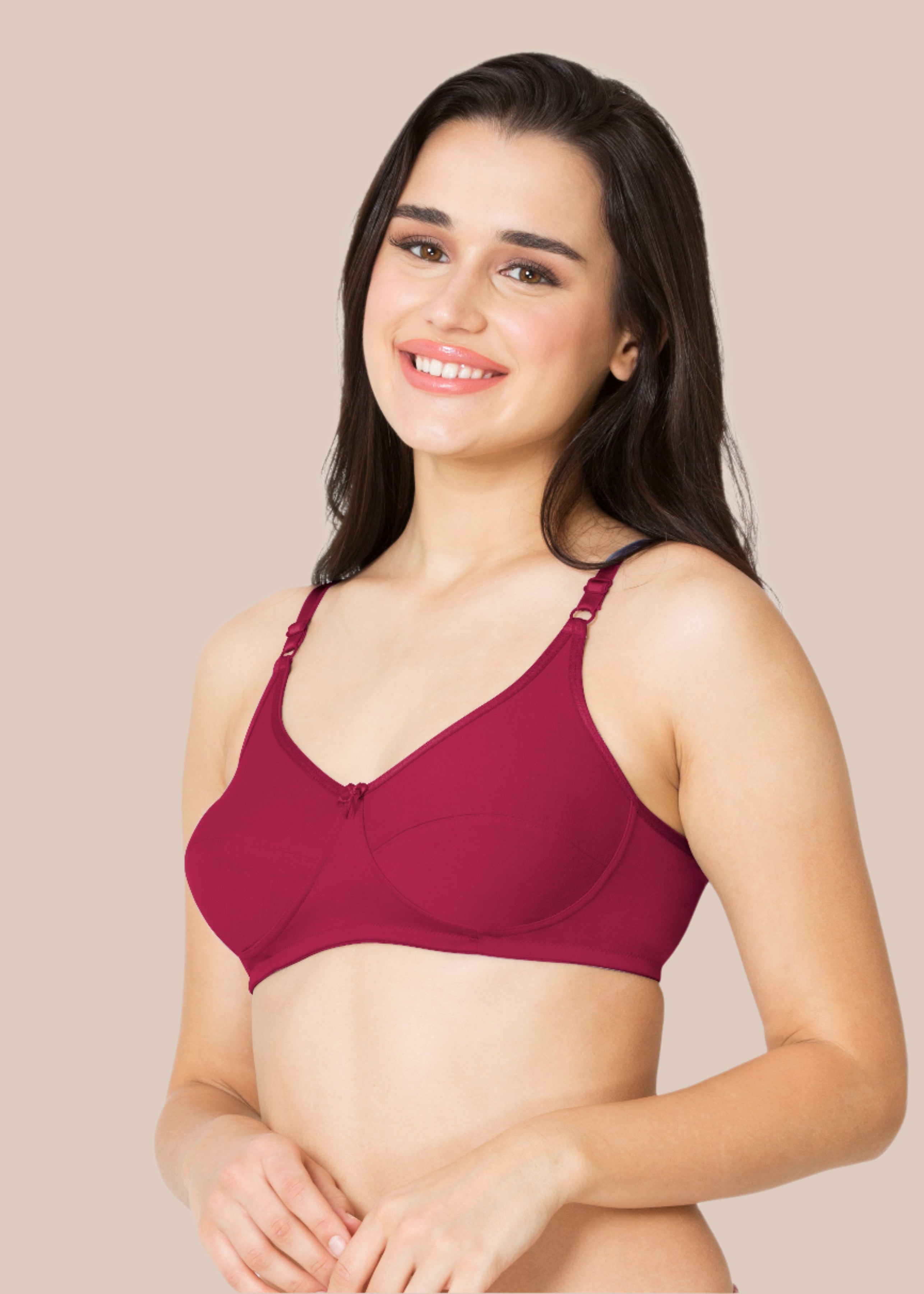 HENA:Double Layered Flat Seamed Cup Bra