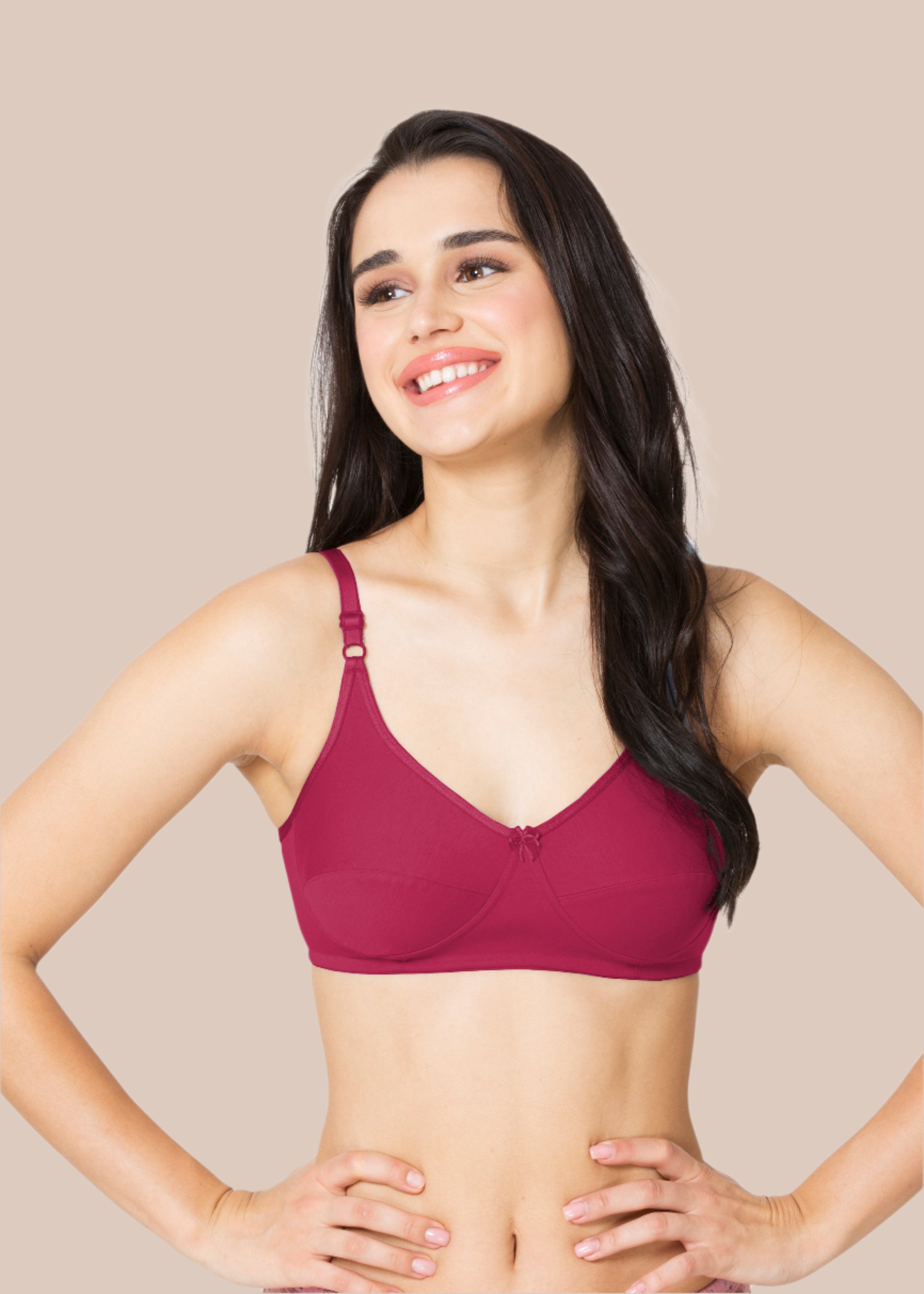 HENA:Double Layered Flat Seamed Cup Bra