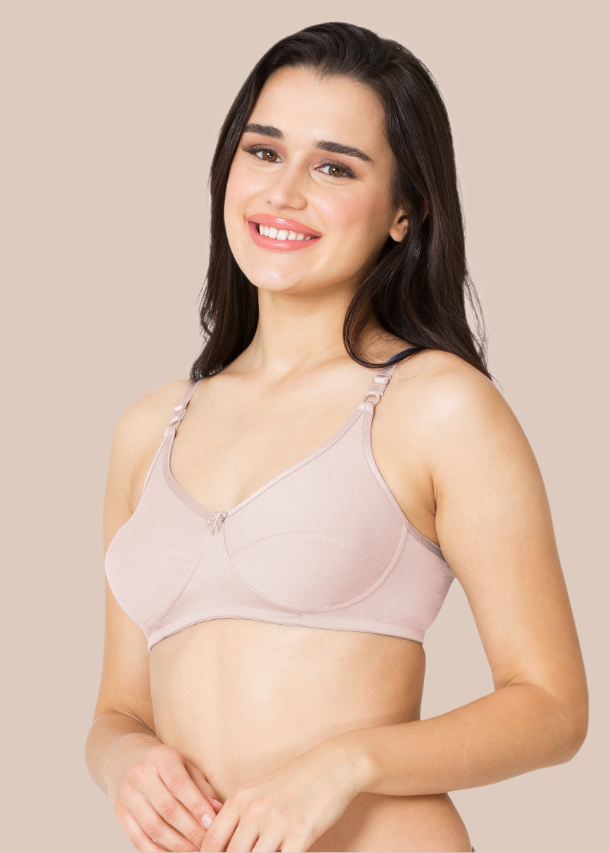 HENA:Double Layered Flat Seamed Cup Bra