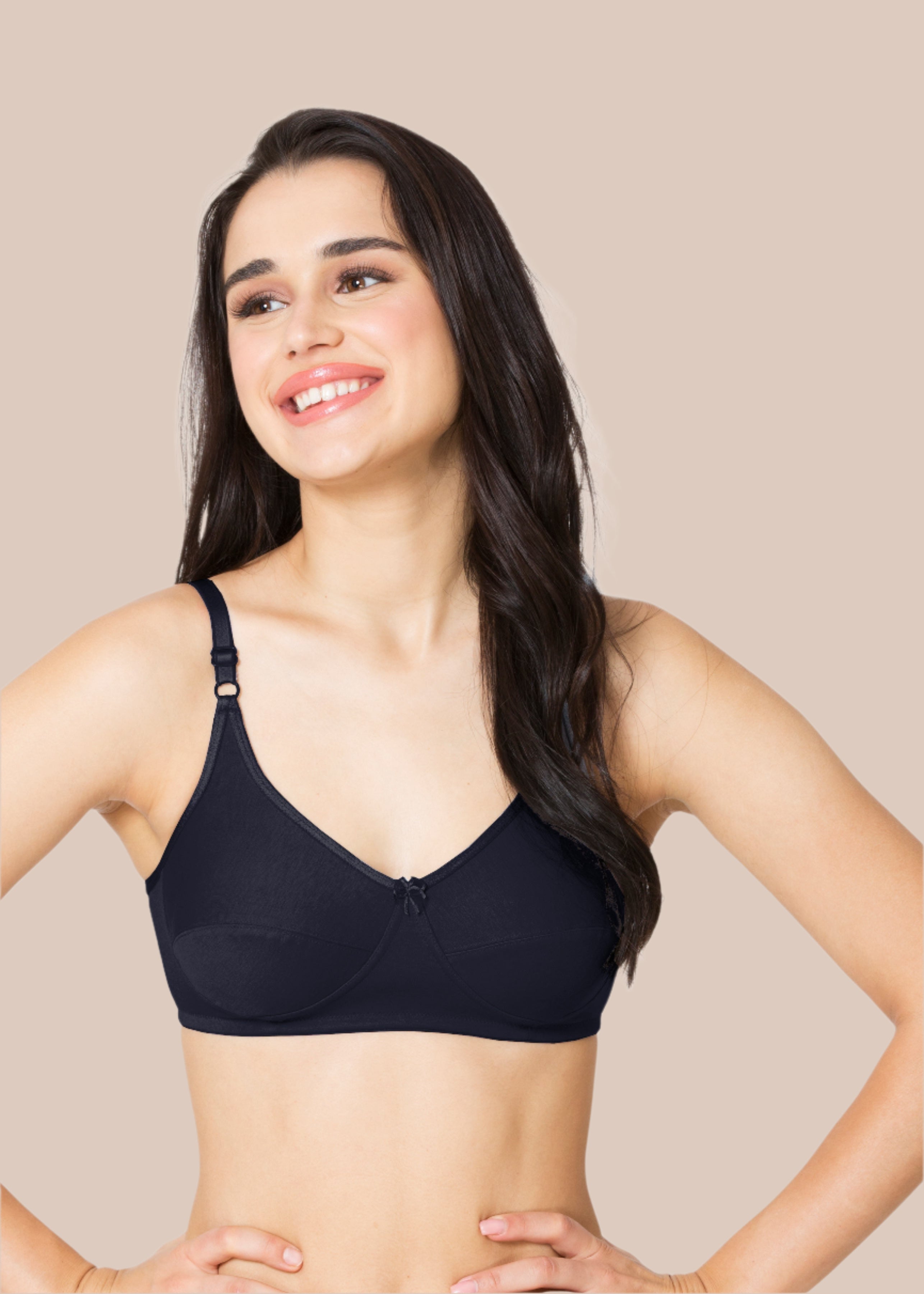 HENA:Double Layered Flat Seamed Cup Bra