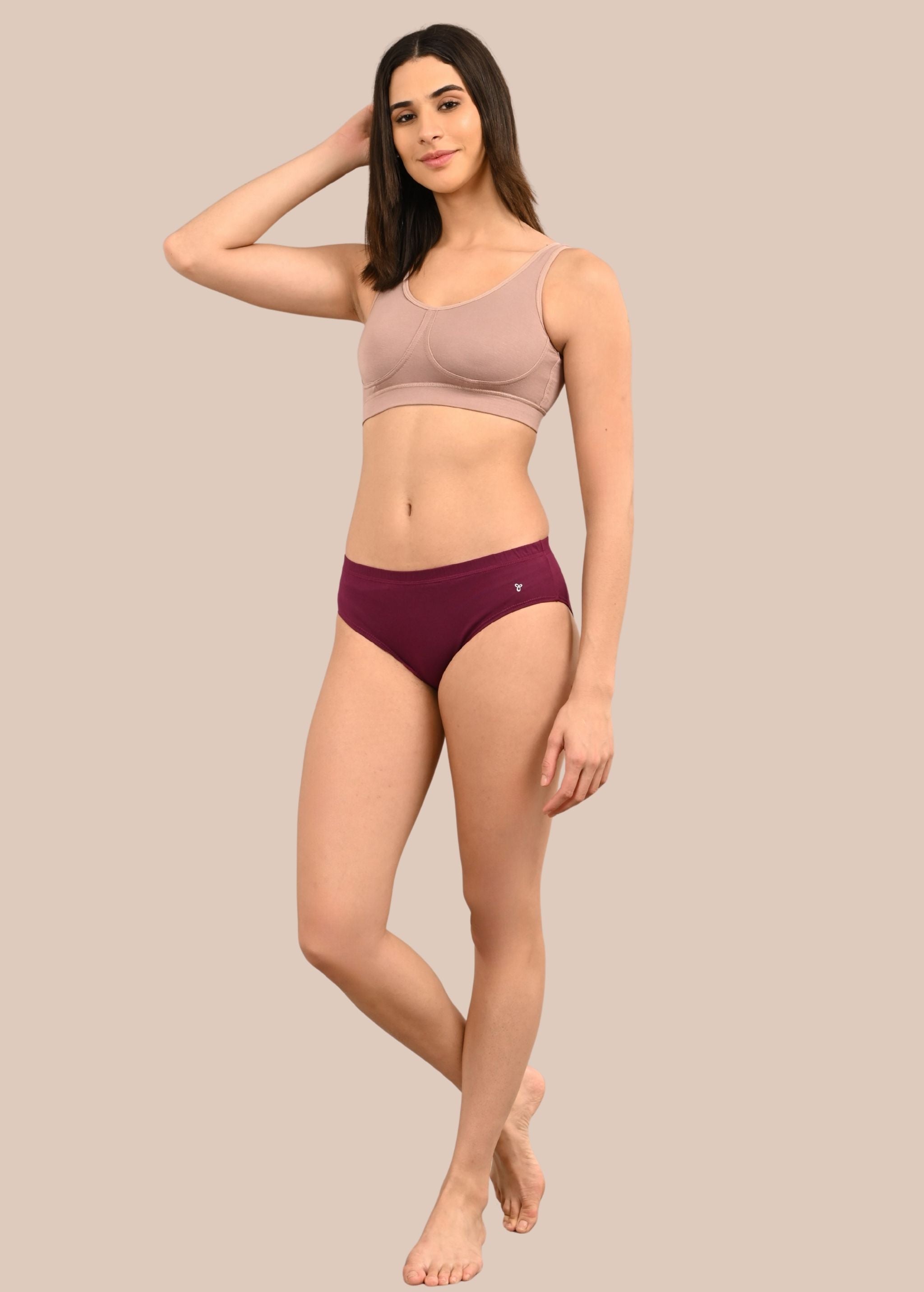 HELEN: Solid Inner Elastic Hipster Panty