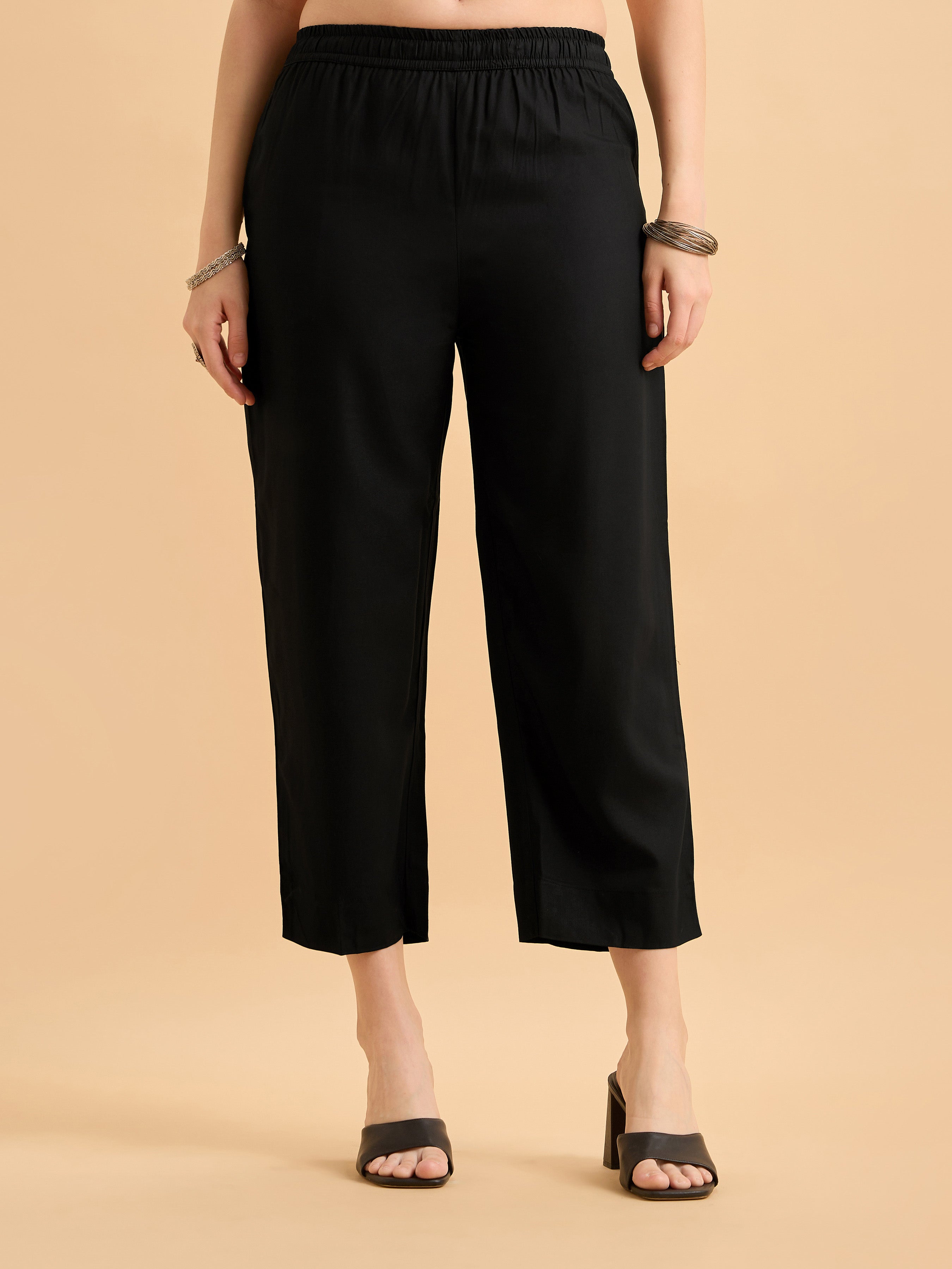 Black Viscose Kali Cut Kurti Set With Embroidery And Sequins