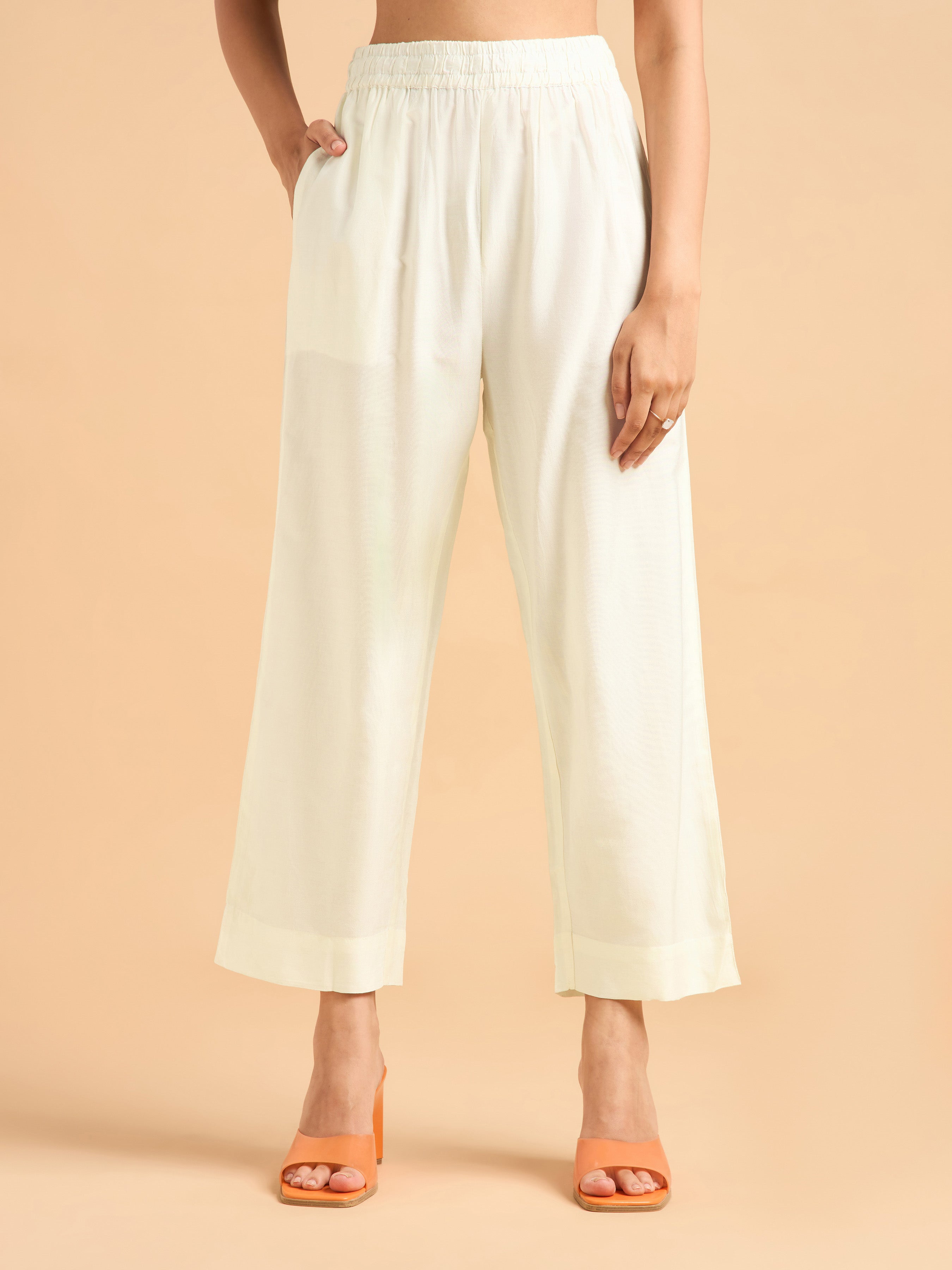 Ivory Multi Colour Poly Viscose Shimmer Print Kurti Set With Embroidery And Sequins Work