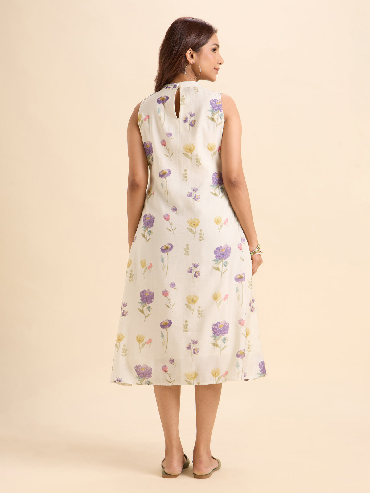 Ivory Multi Colour Modal Chanderi Flared Kurti