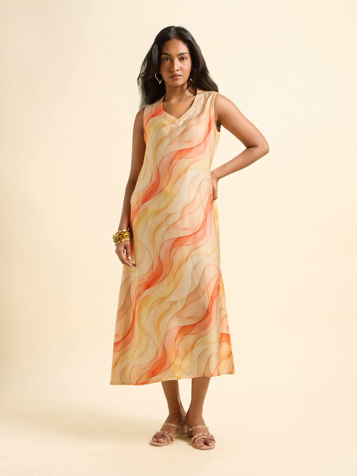 Multi-Colour Modal Satin Printed Flared Kurti