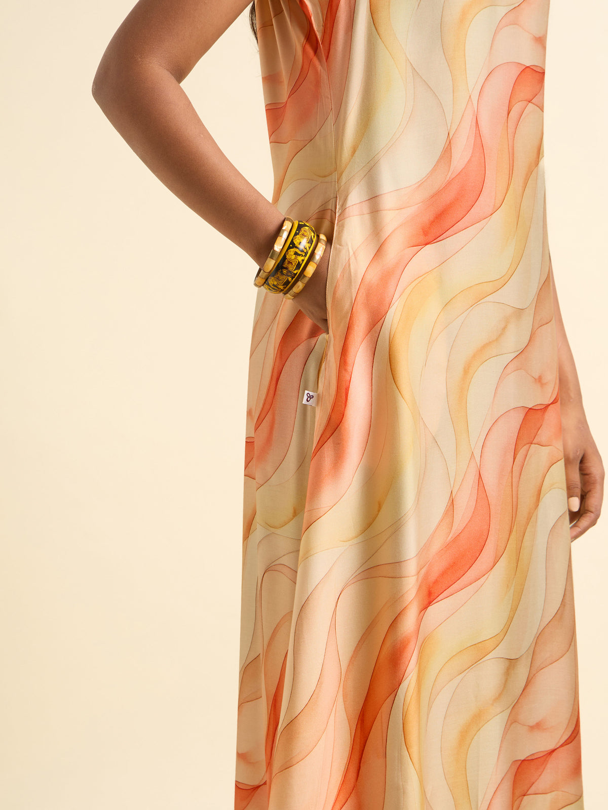 Multi-Colour Modal Satin Printed Flared Kurti