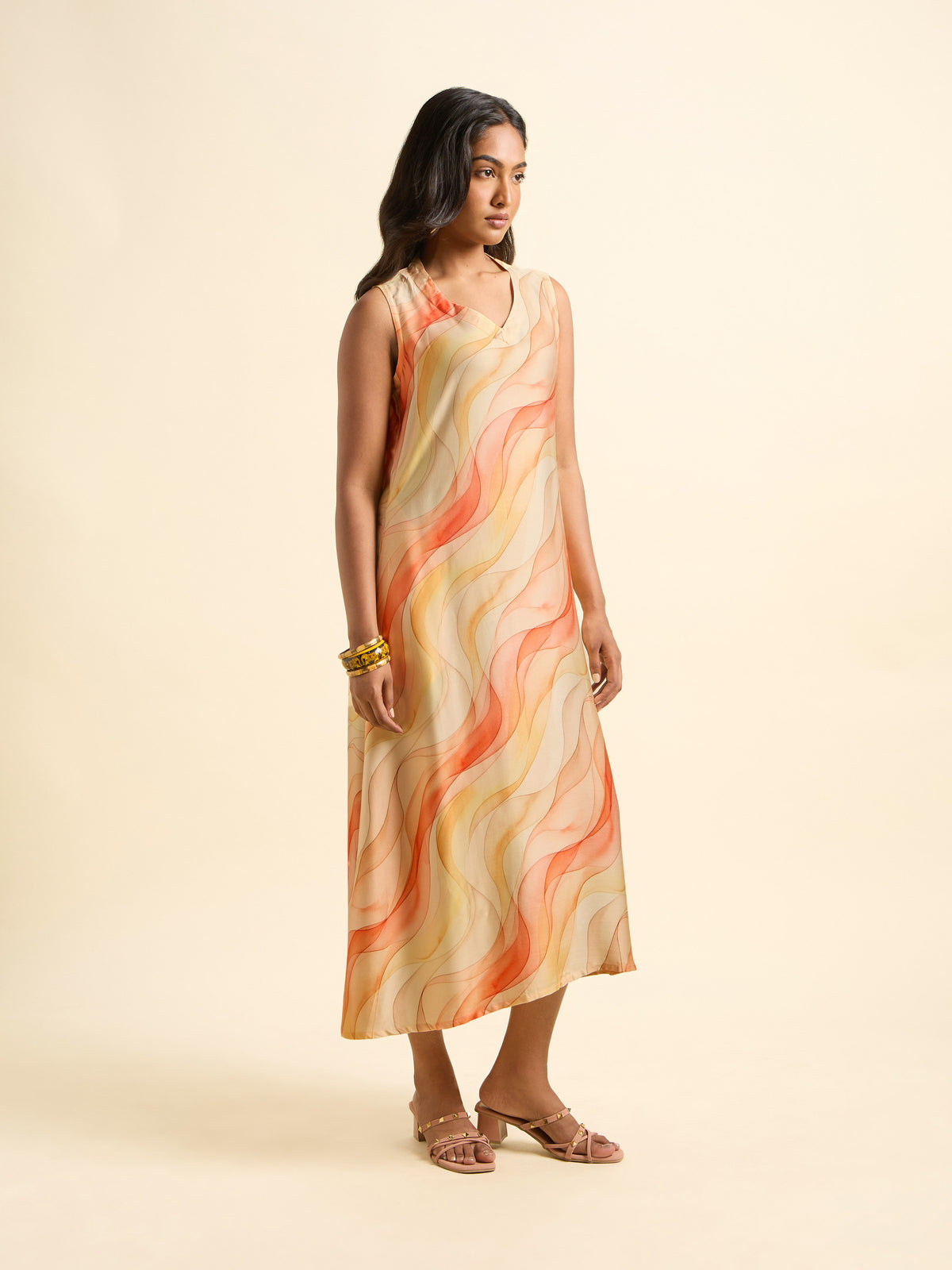 Multi-Colour Modal Satin Printed Flared Kurti