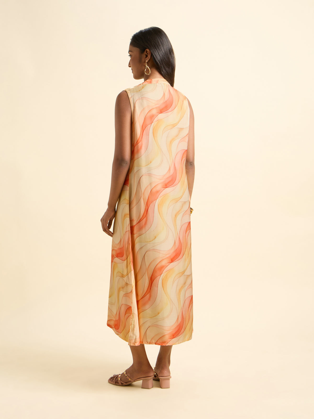 Multi-Colour Modal Satin Printed Flared Kurti