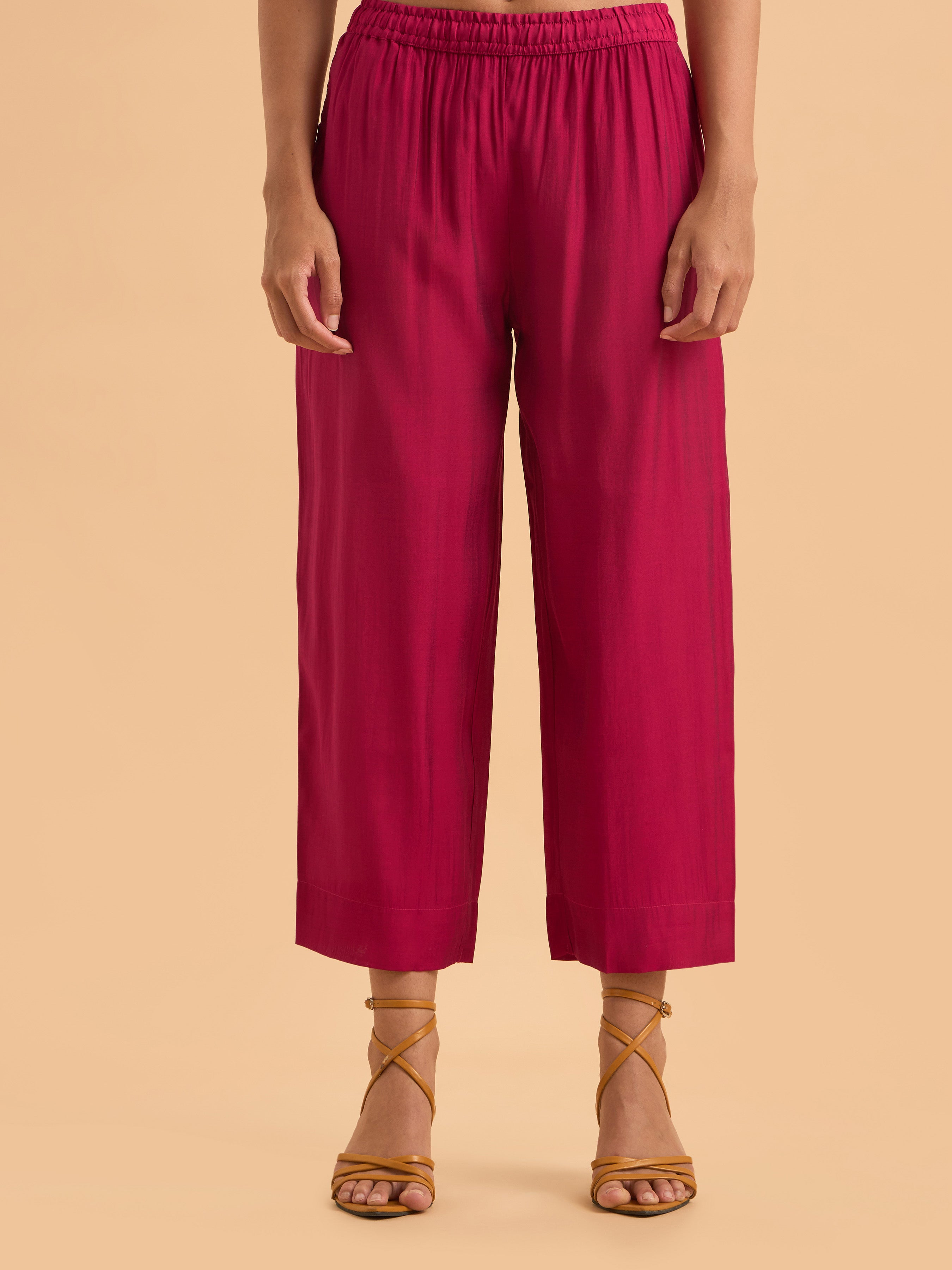 Pink Viscose Plain Flared Kali Cut Kurti Set With Embroidery And Sequins With Contrast Shimmer Dupatta