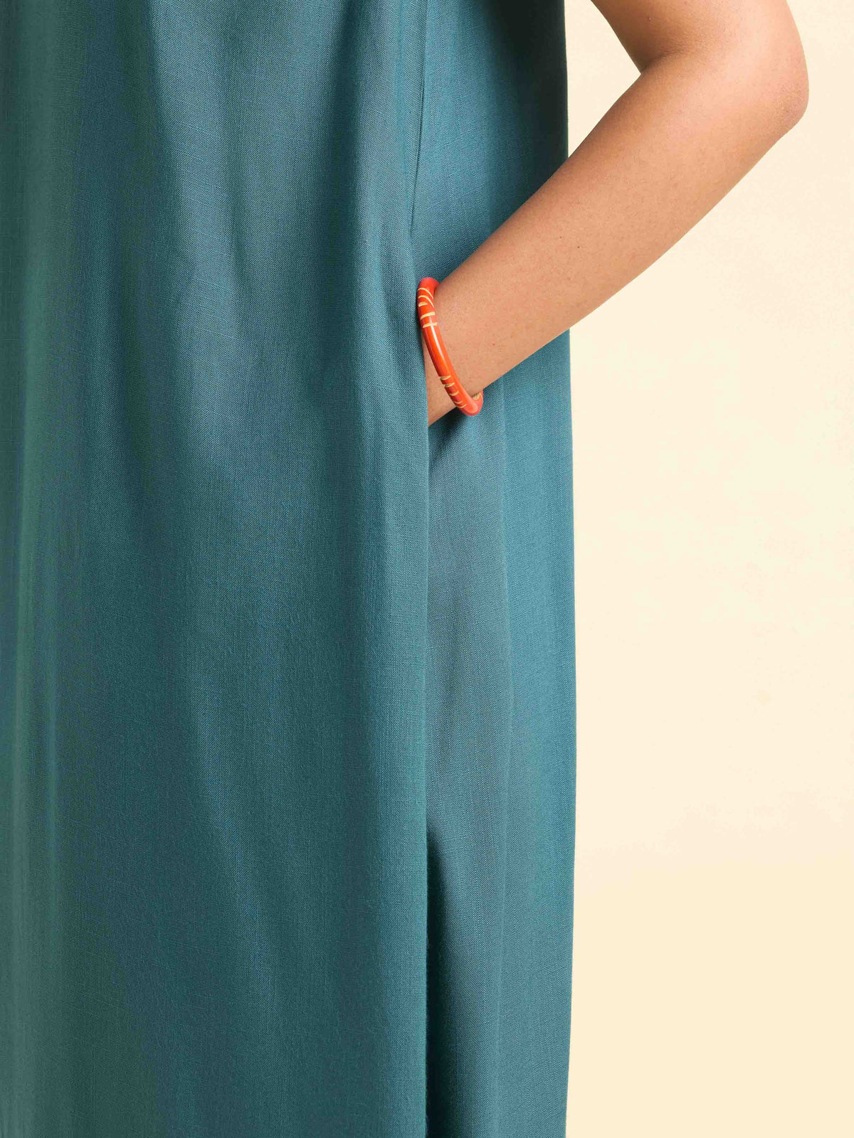 Teal Blue Viscose Plain Flared Kurti